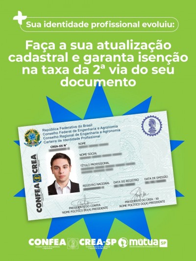 Crea-SP lança nova identidade profissional mais segura e digital
