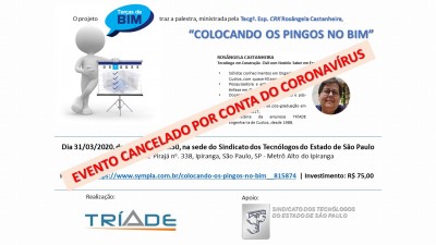 Comunicado Covid 19 (coronavírus): evento cancelado