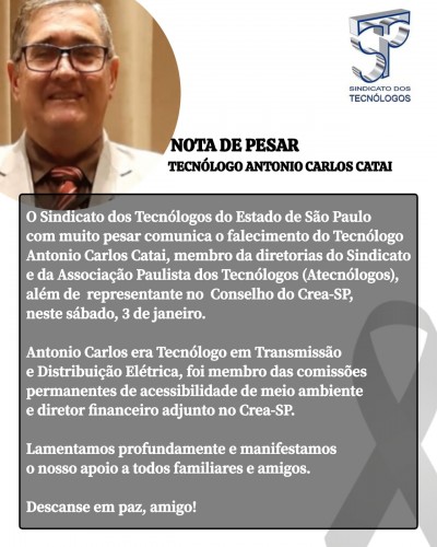 Nota de Pesar: Tecnólogo Antonio Carlos Catai