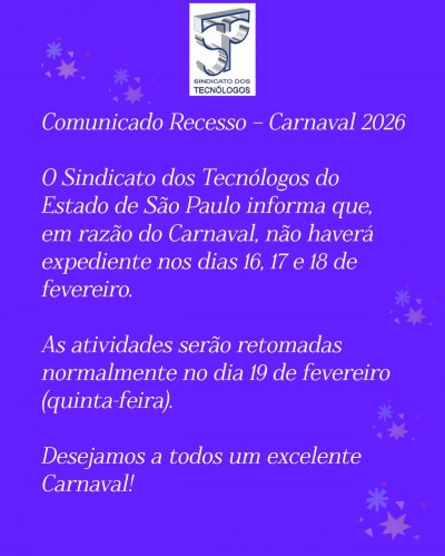 Aviso de Recesso – Carnaval 2026
