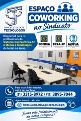 Espaço coworking disponível na sede do Sindicato. Saiba como fazer sua reserva