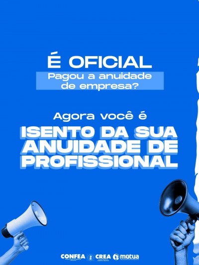 Confea/Crea anuncia isenção para titulares de empresas