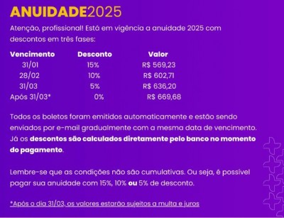 Crea-SP oferece descontos na anuidade de 2025